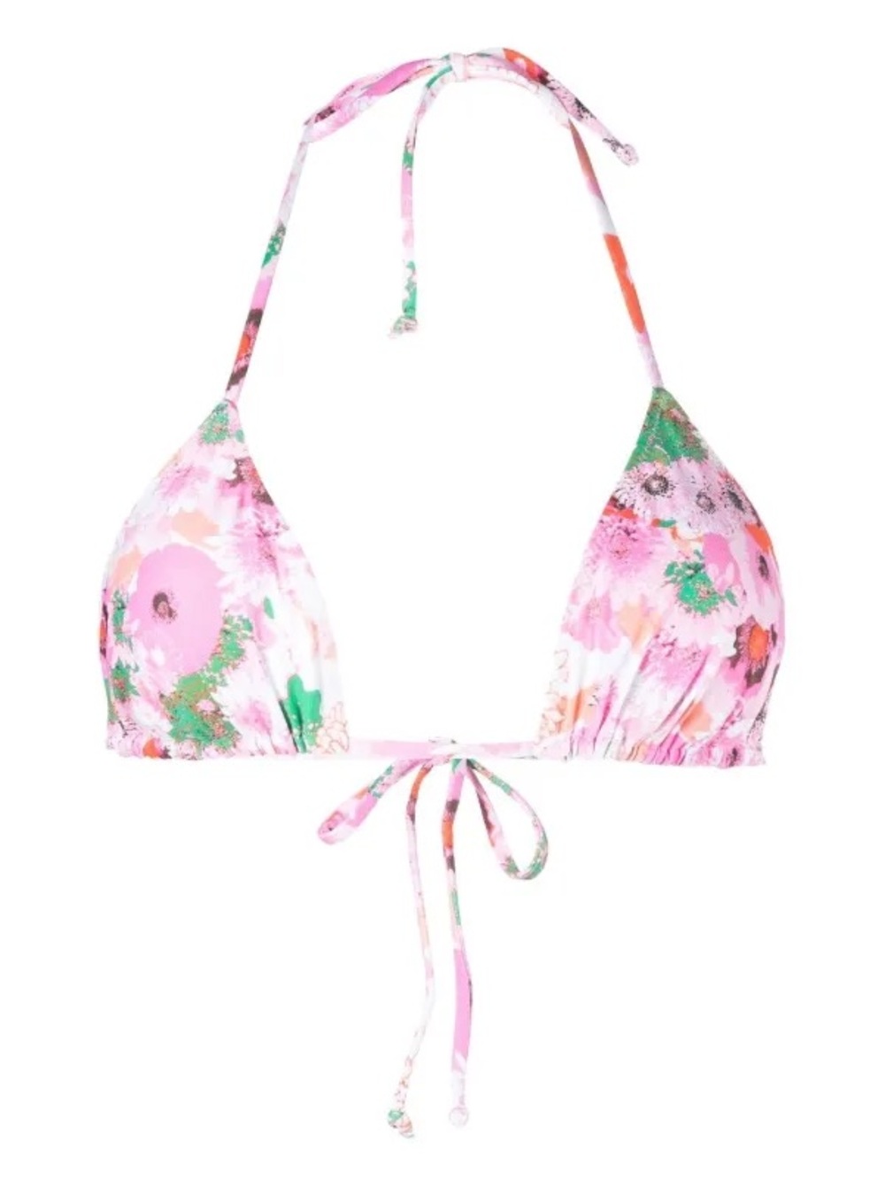 NWT GANNI floral-print string bikini top, pink, 34 (XS)